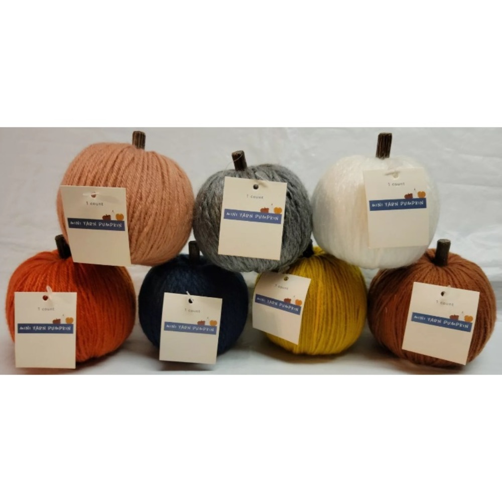 7 Target Bullseye Playground Yarn Wrapped Mini Pumpkins Autumn Fall Decor Bundle